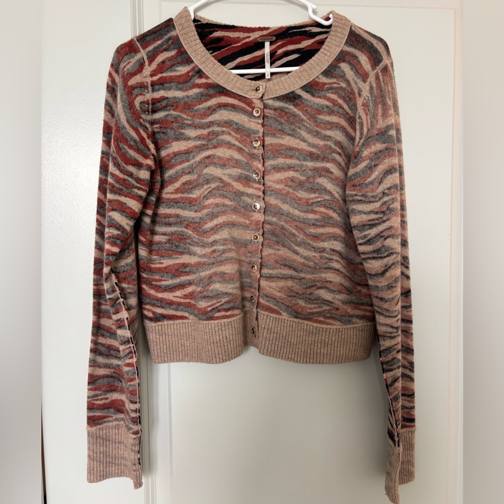 Free People Nocturnal Patterned Wool Cardigan